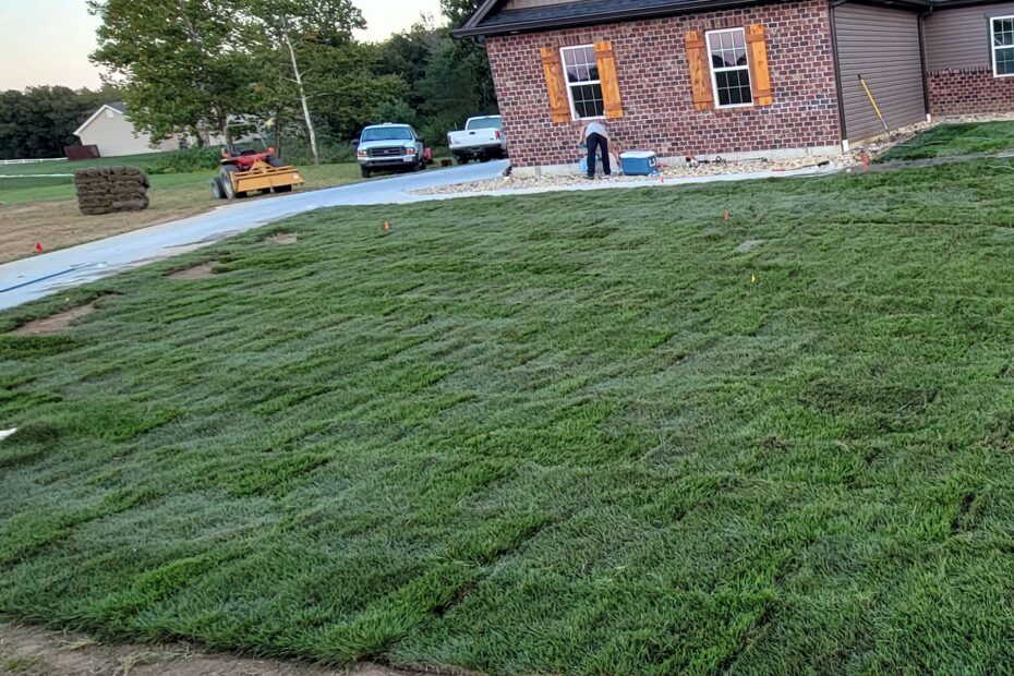 sod installed at new building in troy, mo